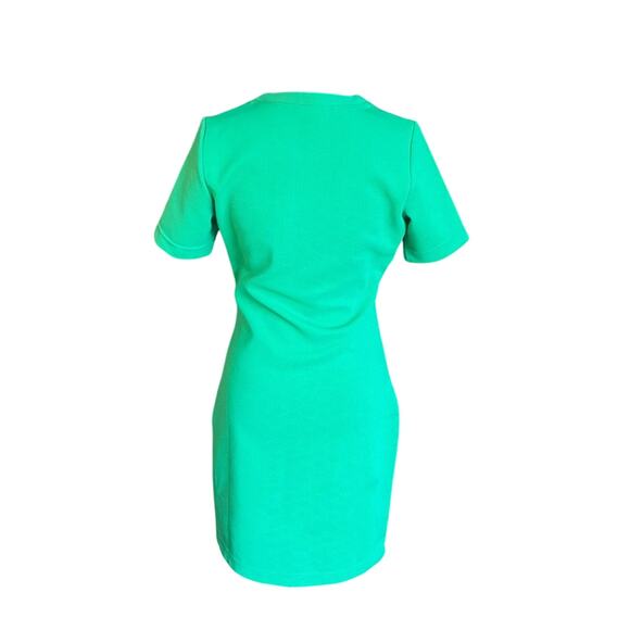 H&M Brat Green Sheath Mini Dress small ribbed textured short sleeve Kelly green - Picture 3 of 7